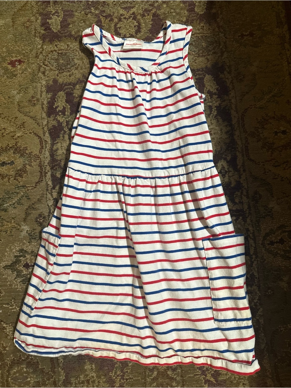 Hanna Andersson White Dress with Red & Blue Stripes